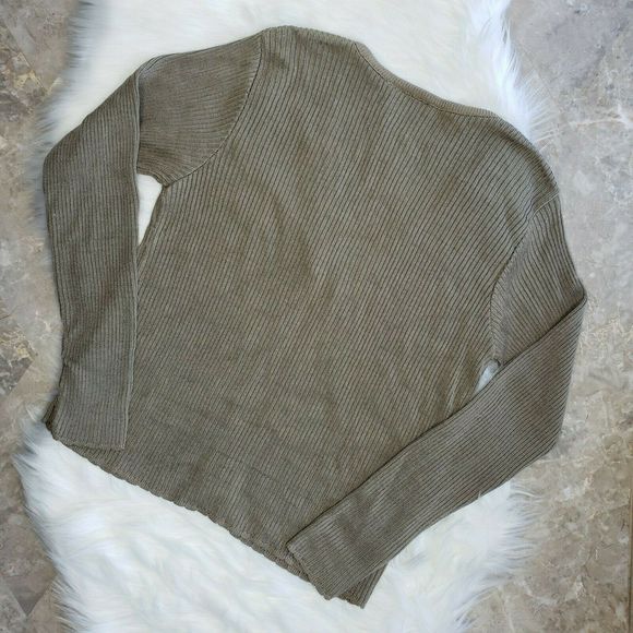 VINTAGE CLIO Gold Brown Light Knit Cardigan Sz Sm - Picture 2 of 9